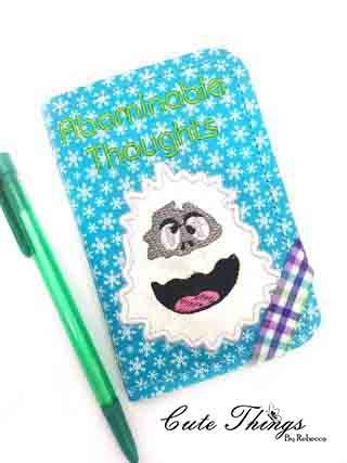 Abominable Thoughts Notebook Cover  DIGITAL Embroidery File, In The Hoop 2 sizes available