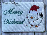 Merry Chickmas! Mug Rug DIGITAL Embroidery File 5x7, 6x10