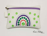 Clover BoHo Rainbow DIGITAL Embroidery File, In The Hoop, 5x7, money purse, makeup bag, personals bag.