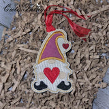 Valentine Heart Gnome Applique  Bookmark/Ornament