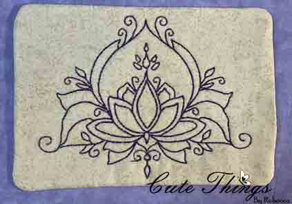 Lotus Mug Rug DIGITAL Embroidery File 5x7, 6x10