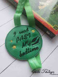 I read Past My Bedtime DIGITAL Embroidery File, In The Hoop, Planner Band, Bookmark,