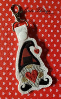 Valentine Heart Gnome Applique Snap Tab