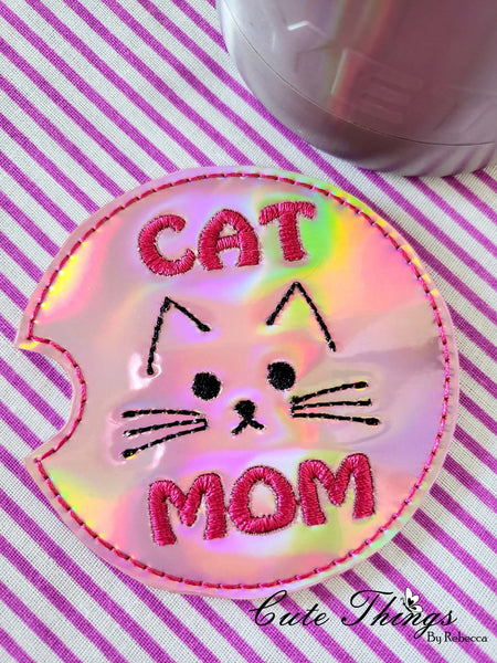 Cat Mom  DIGITAL Embroidery File, In The Hoop, Car Coaster