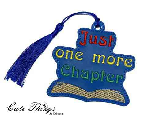 Just One more Chapter DIGITAL Embroidery File, In The Hoop Bookmark, Ornament, Gift Bag Tag, Eyelet