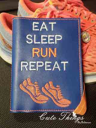 Eat Sleep Run Repeat Notebook Cover  DIGITAL Embroidery File, In The Hoop 2 sizes available