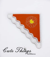 Heart Daisy Corner and Rose Bookmark Applique Bundle DIGITAL Embroidery File, In The Hoop Bookmark,