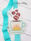 Sunrise Coffee DIGITAL Embroidery File, In The Hoop, Planner Band, Bookmark,