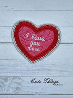 I love you and I love you more Applique  Coaster Set DIGITAL Embroidery File, In The Hoop 4x4, Cute Things By Rebecca