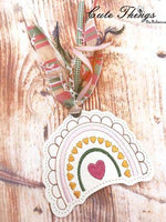 Valentin Boho Rainbow  DIGITAL Embroidery File, In The Hoop Bookmark, Ornament, Gift Bag Tag, Eyelet