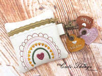 Cute Valentine Boho Bag DIGITAL Embroidery File, In The Hoop, 4x4, mini bag, coin purse Cute Things By Rebecca