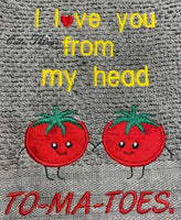 Love Tomatoes Applique DIGITAL Embroidery File 5x7, 6x10