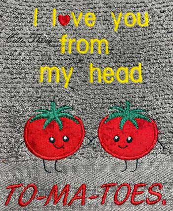 Love Tomatoes Applique DIGITAL Embroidery File 5x7, 6x10
