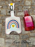 Valentine BoHo Rainbow  DIGITAL Embroidery File, Hand Sanitizer Holder, In The Hoop Snap tab, Keychain 4x4, 5x7