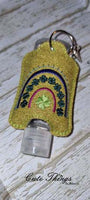 Clover BoHo Rainbow  DIGITAL Embroidery File, Hand Sanitizer Holder, In The Hoop Snap tab, Keychain 4x4, 5x7