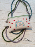 Valentine BoHo Rainbow DIGITAL Embroidery File, In The Hoop, 5x7, money purse, makeup bag, personals bag.