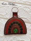 Clover BoHo Rainbow DIGITAL Embroidery File, In The Hoop Key fob, Snap tab, Keychain, Bag Tag