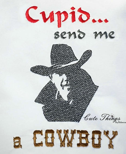 Cupid Send Me A Cowboy DIGITAL Embroidery File 4x4, 5x7, 6x10