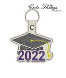 2022 Graduation DIGITAL Embroidery File, In The Hoop Key fob, Snap tab, Keychain, Bag Tag