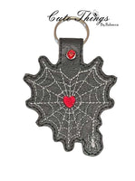 Spider Web Heart DIGITAL Embroidery File, In The Hoop Key fob, Snap tab, Keychain