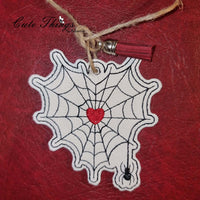 Spider Web Heart DIGITAL Embroidery File, In The Hoop Bookmark, Ornament, Gift Bag Tag, Eyelet