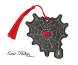 Spider Web Heart DIGITAL Embroidery File, In The Hoop Bookmark, Ornament, Gift Bag Tag, Eyelet