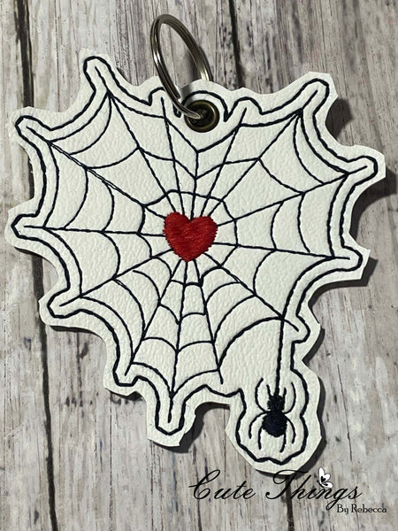 Spider Web Heart DIGITAL Embroidery File, In The Hoop Bookmark, Ornament, Gift Bag Tag, Eyelet