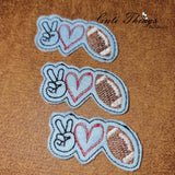 Peace love football DIGITAL Embroidery File, In The Hoop, Feltie, mini