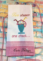 Two Straws One Check Applique DIGITAL Embroidery File 5x7, 6x10, 7x12