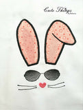 Cool Bunny with Sunglasses Applique Ears DIGITAL Embroidery File, In the hoop,  4x4, 5x7, 6x10, 7x12,