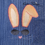 Cool Bunny with Sunglasses Applique Ears DIGITAL Embroidery File, In the hoop,  4x4, 5x7, 6x10, 7x12,