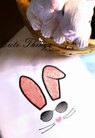 Cool Bunny with Sunglasses Applique Ears DIGITAL Embroidery File, In the hoop,  4x4, 5x7, 6x10, 7x12,