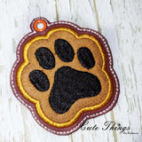 Paw Print Applique DIGITAL Embroidery File, In The Hoop Bookmark, Ornament, Gift Bag Tag, Eyelet