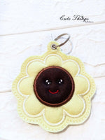 Cute Happy Flower Applique DIGITAL Embroidery File, In The Hoop Bookmark, Ornament, Gift Bag Tag, Eyelet