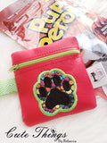 Paw Print Applique Bag DIGITAL Embroidery File, In The Hoop, 4x4, mini bag, coin purse Cute Things By Rebecca