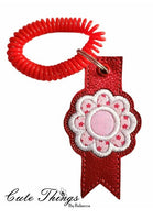 Retro Flower Key Fob Applique  DIGITAL Embroidery File Key fob, Keychain, Wristlet Strap 4x4, 5x7, 6x10