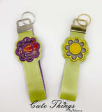 Retro Flower Key Fob Applique  DIGITAL Embroidery File Key fob, Keychain, Wristlet Strap 4x4, 5x7, 6x10