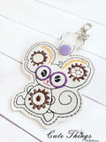 Cute Steampunk Mouse DIGITAL Embroidery File, In The Hoop Key fob, Snap tab, Keychain, Bag Tag