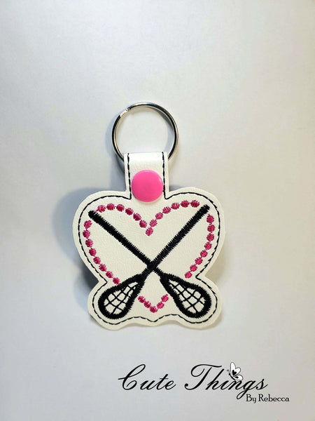 Lacrosse  Love DIGITAL Embroidery File, In The Hoop Key fob, Snap tab, Keychain