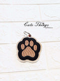 Paw Print Applique DIGITAL Embroidery File, In The Hoop Bookmark, Ornament, Gift Bag Tag, Eyelet