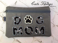 Dog Mom Applique Bag  DIGITAL Embroidery File, In The Hoop, two sizes available  5x7, 6x10 money purse, makeup bag, personals bag.