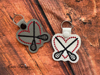 Lacrosse  Love DIGITAL Embroidery File, In The Hoop Key fob, Snap tab, Keychain