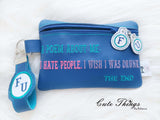 A poem about me and FU Bundle DIGITAL Embroidery File, In The Hoop, 5x7 and 6x10 bag, Stand alone design, 4x4, 5x7 and 6x10 Key Fob and Charms  Cute Things By Rebecca