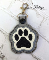 Paw Print Applique DIGITAL Embroidery File, In The Hoop Key fob, Snap tab, Keychain, Bag Tag