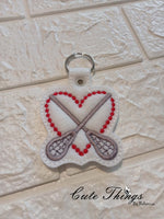 Lacrosse  Love DIGITAL Embroidery File, In The Hoop Key fob, Snap tab, Keychain