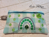 Clover BoHo Rainbow DIGITAL Embroidery File, In The Hoop, 5x7, money purse, makeup bag, personals bag.