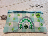 Clover BoHo Rainbow DIGITAL Embroidery File, In The Hoop, 5x7, money purse, makeup bag, personals bag.
