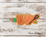 Peace Love Lacrosse DIGITAL Embroidery File, In The Hoop Key fob, Snap tab, Keychain, Bag Tag