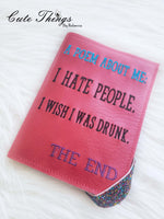 A Poem about me Notebook Cover  DIGITAL Embroidery File, In The Hoop 2 sizes available