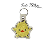 Cute Round Chick DIGITAL Embroidery File, In The Hoop Key fob, Snap tab, Keychain, Bag Tag